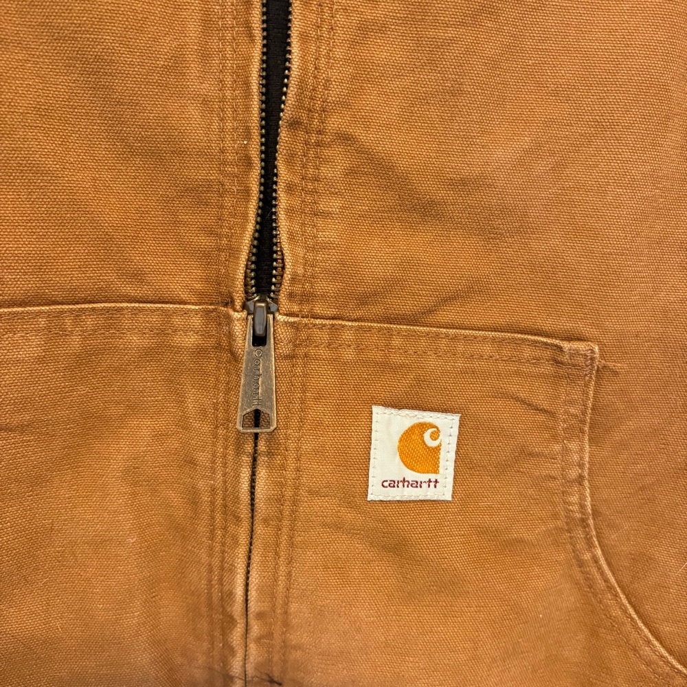 Vintage Carhartt Women's WJ130 211 Large 12/14 Brown Duck Hooded Fleece Full Zip - Picture 7 of 13